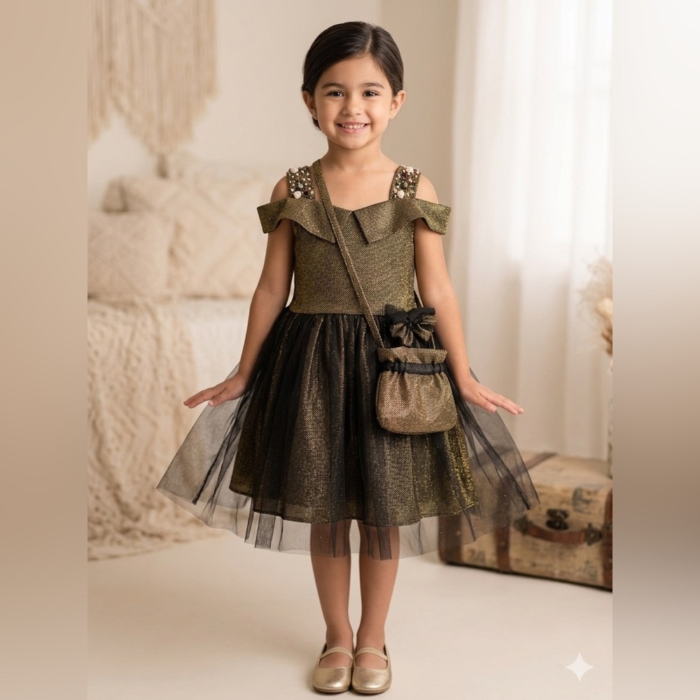 7-8 Metallic Gold Girl Dress